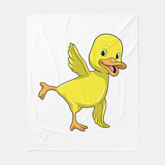 Duck at Yoga Stretching exercise Fleece Blanket (Front)