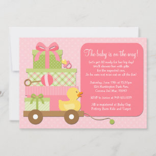 Duck Baby Girl Shower Invitation