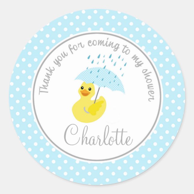Duck Baby Shower 2inch thank you circle Classic Round Sticker (Front)