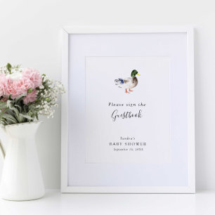 Duck Baby Shower Elegant Guestbook Sign Minimal