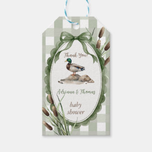 Duck Baby Shower Gingham Green Thank You Gift Tags