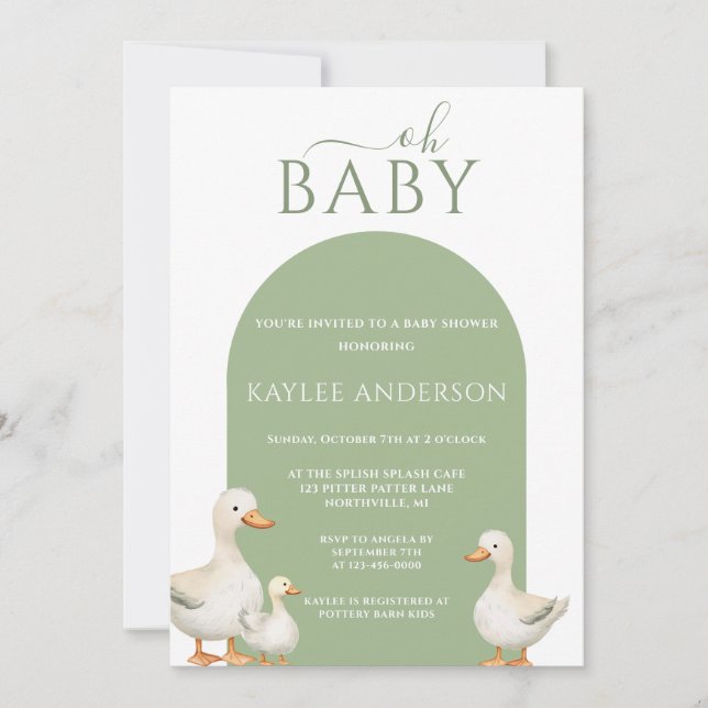 Duck Baby Shower Invitation (Front)