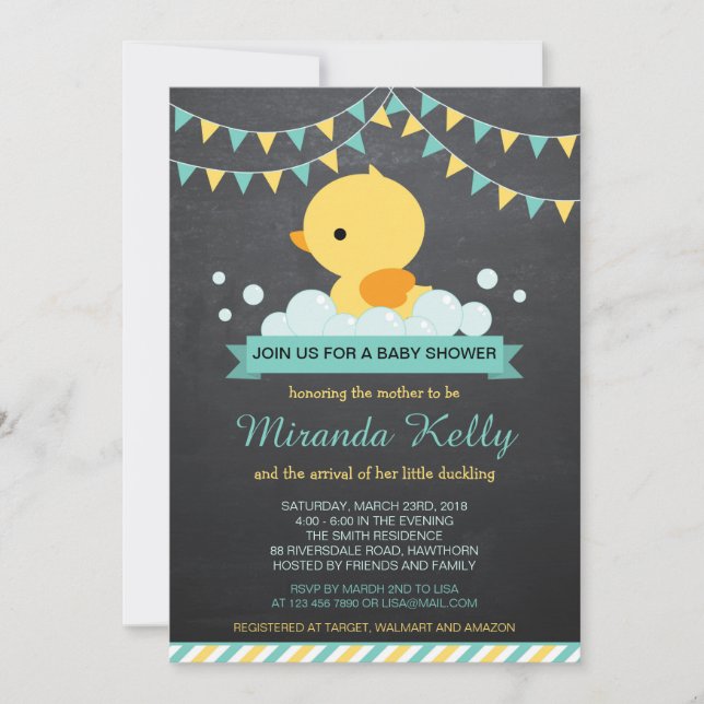 Duck Baby Shower Invitation / Rubber Duck Invite (Front)