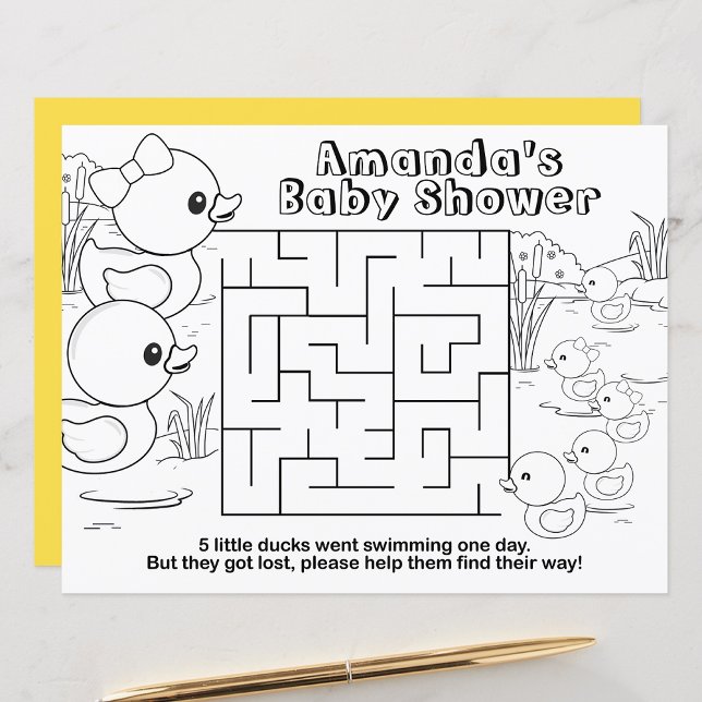 Duck Baby Shower Kids Activity Sheet Placemats (Creator Uploaded)