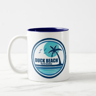 Duck Beach North Carolina Palm Tree Birds Two-Tone Coffee Mug