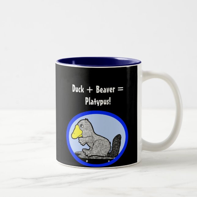 Duck + Beaver = Platypus! Two-Tone Coffee Mug (Right)