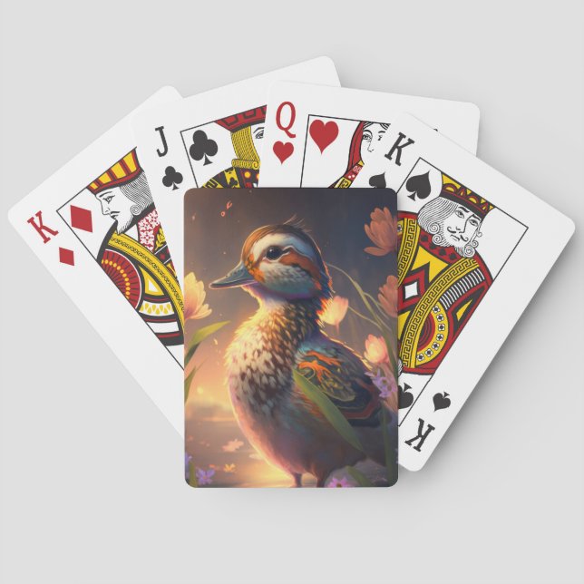 Duck Bird Animal Portrait Painting Wildlife Ponds Playing Cards (Back)