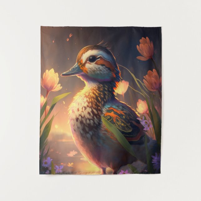 Duck Bird Animal Portrait Painting Wildlife Ponds Tapestry (Front)