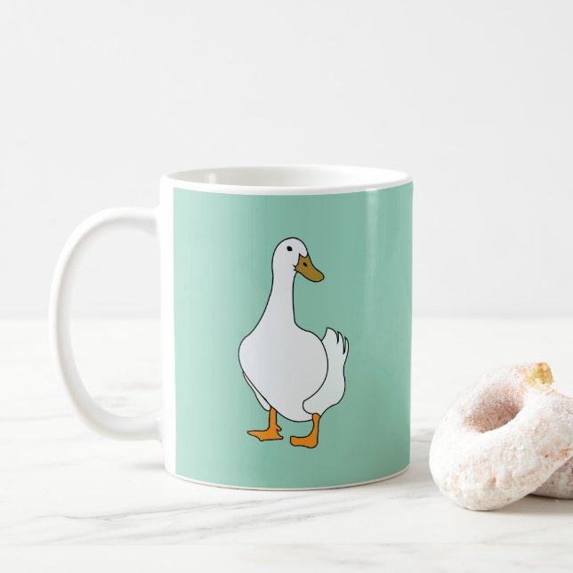 Duck Bird White Duck  Coffee Mug (With Donut)