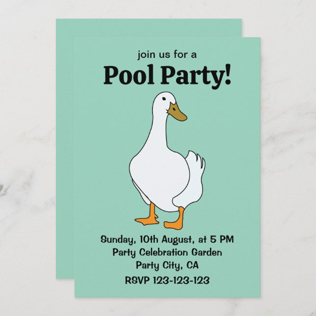 Duck Bird White Duck  Invitation (Front/Back)