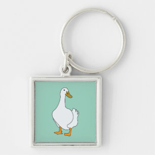 Duck Bird White Duck Key Ring