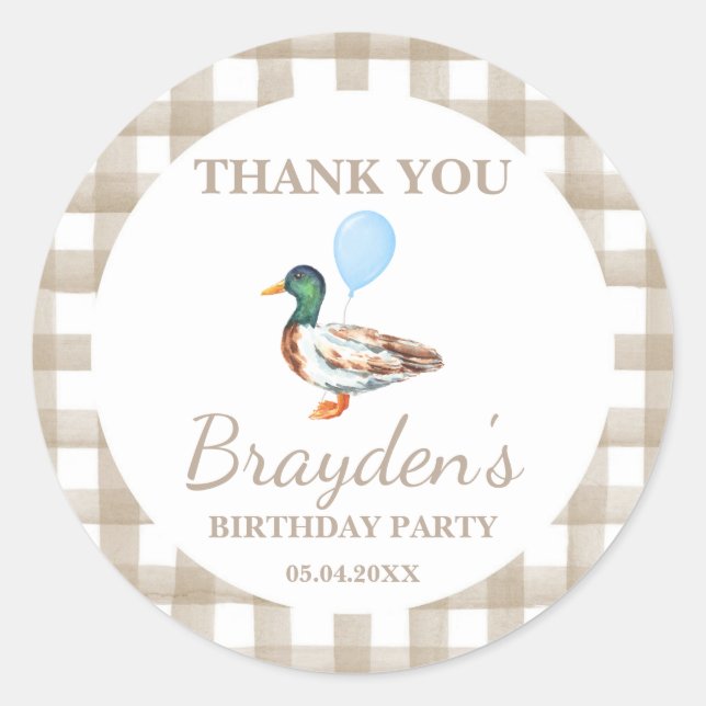 Duck Birthday Round Sticker (Front)