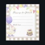 Duck birthday time capsule message notepad<br><div class="desc">LUCKY DUCK. Watercolor kids birthday party. Watercolor cute duckling in birthday hat,  cake with berries,  purple balloon,  festive garland of flags. Beige-brown cage background.</div>