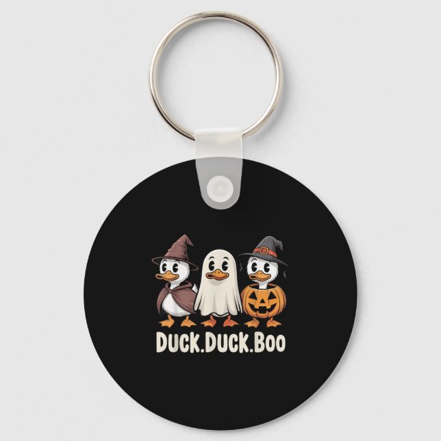 Duck Boo Funny Cute Soky Halloween Retro Goose Pum Key Ring (Front)