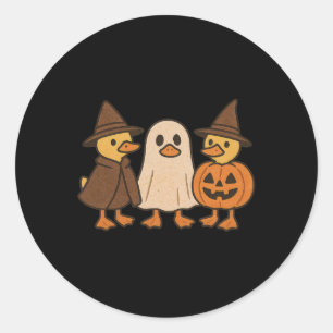 Duck Boo Funny Spooky Halloween Cute Trio Ghost Co Classic Round Sticker