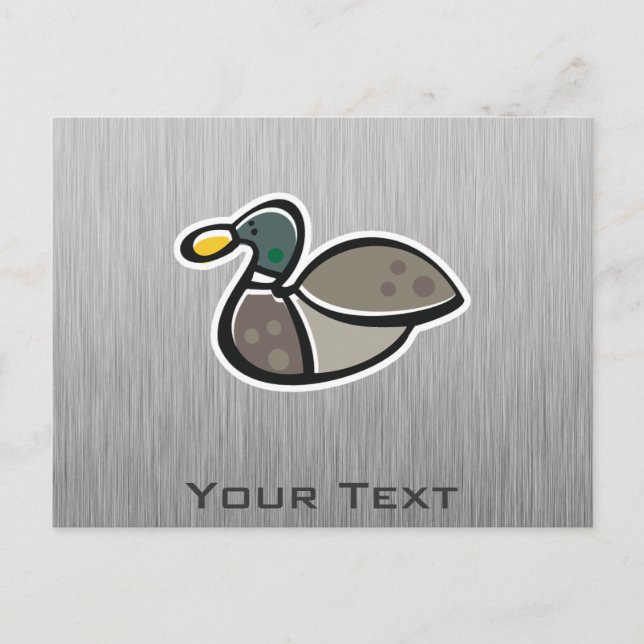 Duck; Brushed metal-look Postcard (Front)