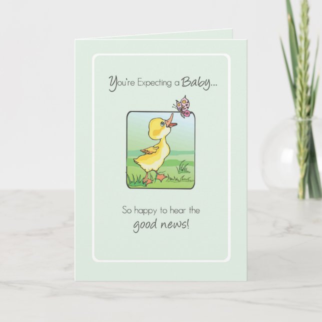Duck Butterfly Good News Expecting Baby Card (Front)