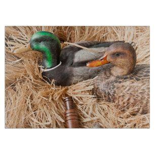 Duck Call Mallard Drake Huntin Glass Cutting Board