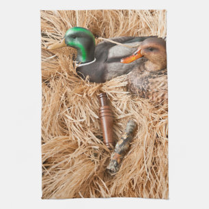Duck Call Mallard Drake Hunting Kitchen Dish Towel