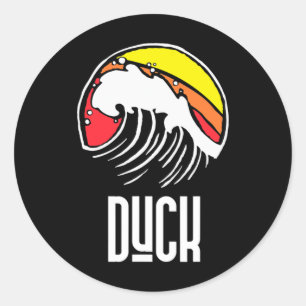 Duck Carolina Vintage 80s Retro Surfing Beach Wave Classic Round Sticker