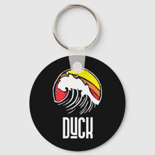 Duck Carolina Vintage 80s Retro Surfing Beach Wave Key Ring