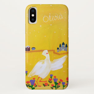 Duck, Castle, and Flowers Acrylic Painting iPhone X Case