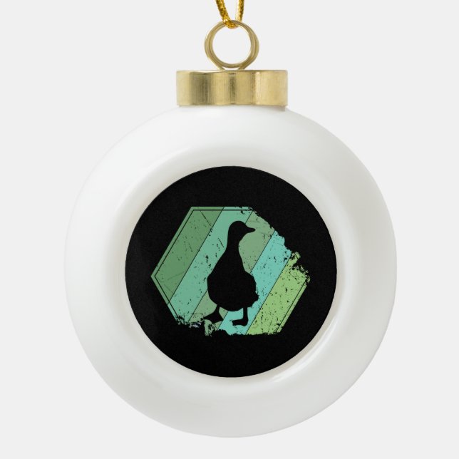 Duck Ceramic Ball Christmas Ornament (Front)