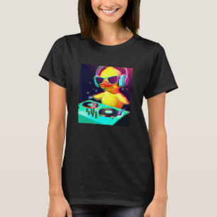 Duck Chick DJ Party Club Disc Jockey Gif EDM Dance T-Shirt