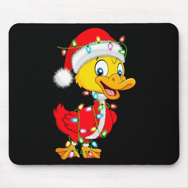 Duck Christmas Lights Santa Costume Cute Animal Xm Mouse Pad (Front)
