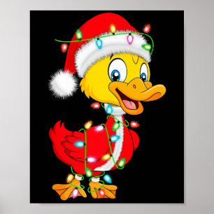 Duck Christmas Lights Santa Costume Cute Animal Xm Poster