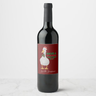 Duck Christmas Pun: Have a Quacking Christmas Wine Label