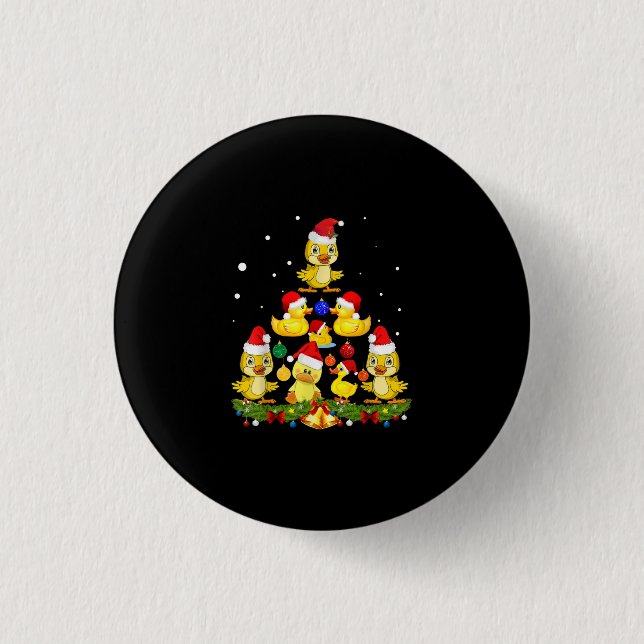 Duck Christmas Tree 3 Cm Round Badge (Front)