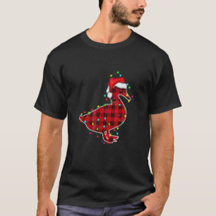  Duck Christmas Tree Red Plaid Xmas Animals  T-Shirt