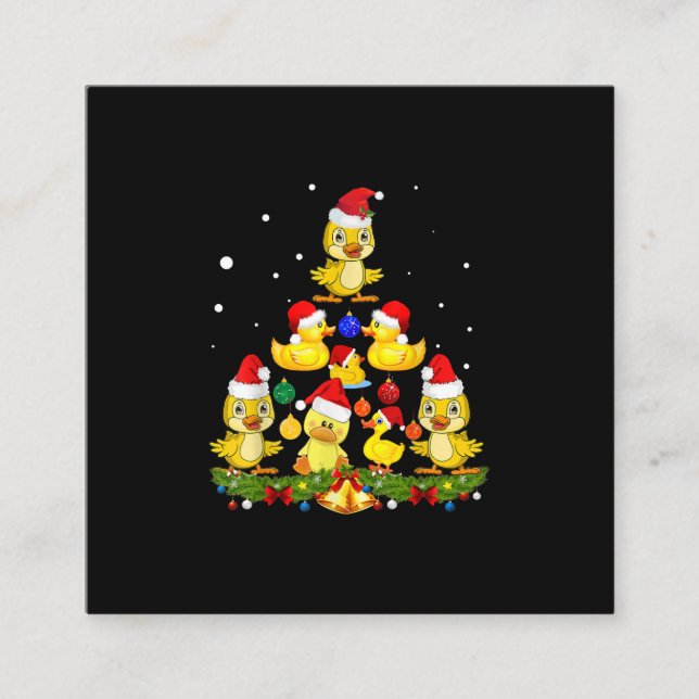 Duck Christmas Tree Square Business Card (Front)