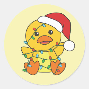 Duck Christmas Winter Animals Holiday Duck Classic Round Sticker