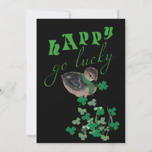 Duck Clover Happy Go Lucky St Patrick's Day Holiday Card