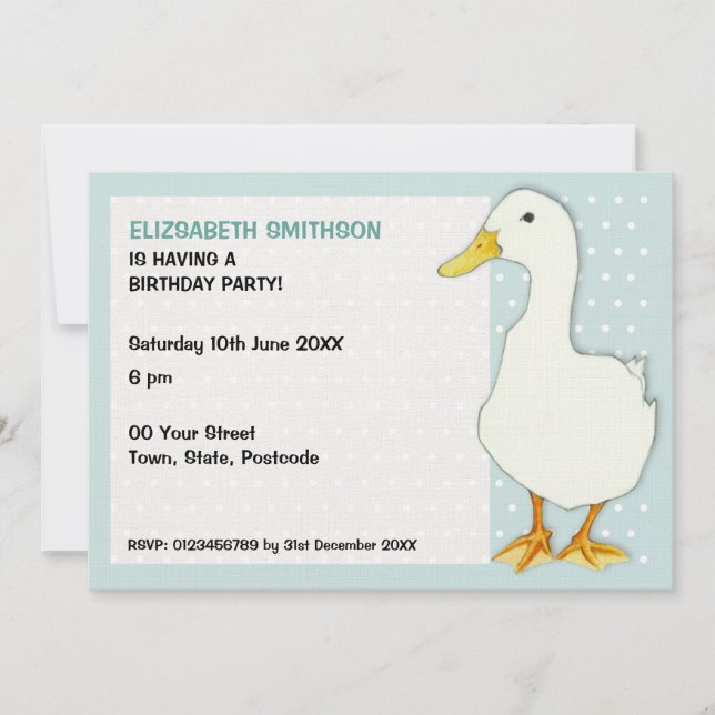 Duck Cool dots Birthday Party Invitation (Front)