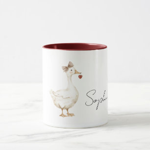 Duck Cream Bow Red Heart Mug