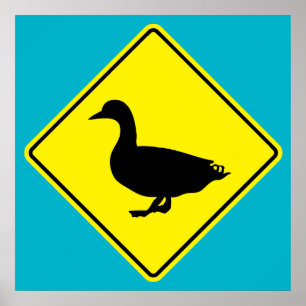 Duck Crossing Road Poster