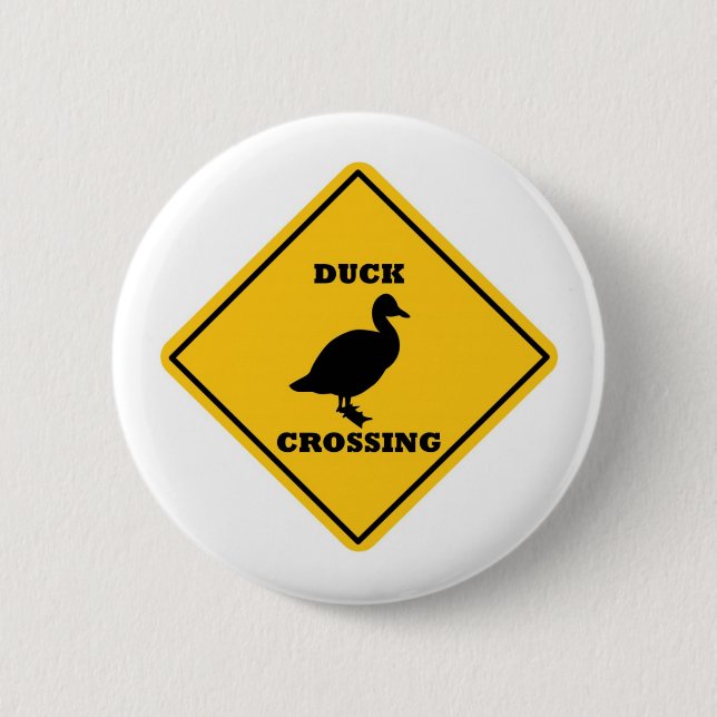 Duck Crossing Street Sign 6 Cm Round Badge (Front)