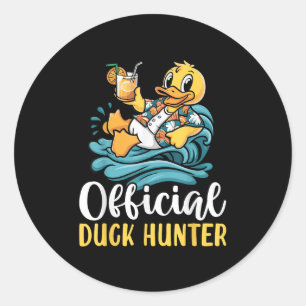 Duck Cruise Boat Tee Funny Rubber Duck Hunting Squ Classic Round Sticker