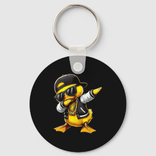 Duck Dabbing Funny Rubber Duck With Sungles Key Ring