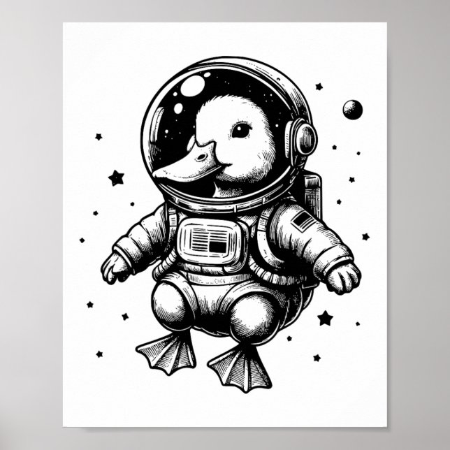 Duck Dad Mum Space - Astronaut Duck  Poster (Front)