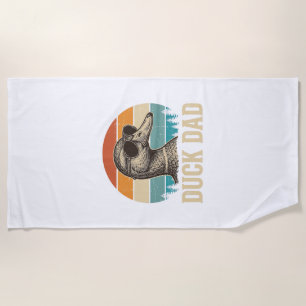 Duck Dad Vintage Engraving Retro Sunset Shirt Desi Beach Towel