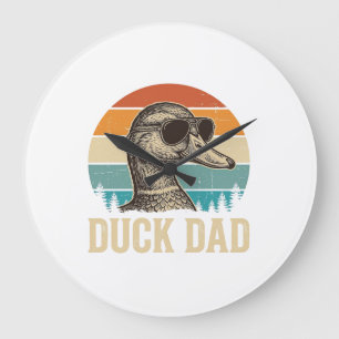 Duck Dad Vintage Engraving Retro Sunset Shirt Desi Large Clock