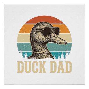 Duck Dad Vintage Engraving Retro Sunset Shirt Desi Poster