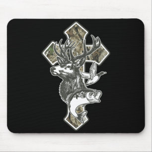 Duck Deer Dove Camo Cross Christian Hello Hunting Mouse Pad