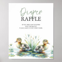 Duck Diaper Raffle Baby Shower Sign Green