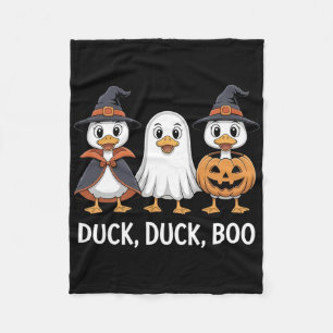 Duck Duck Boo Funny Duck Pumpkin Retro Men Women H Fleece Blanket