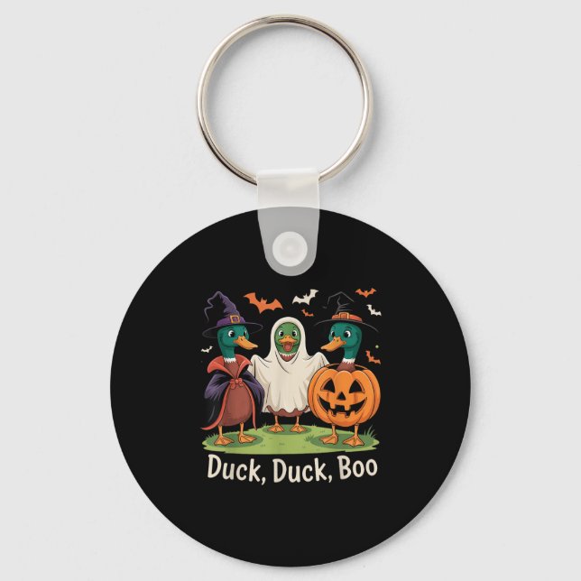 Duck Duck Boo Funny Halloween Costume Duck  Key Ring (Front)
